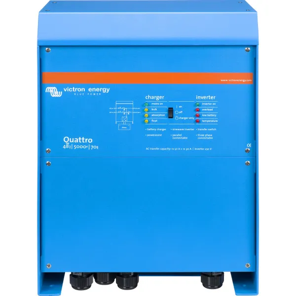 Victron Energy Quattro 48/5000/70-100/100 Inverter Καθαρού Ημιτόνου 5000W 48V Μονοφασικό