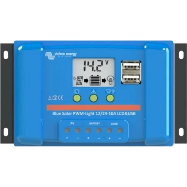 Victron Energy BlueSolar PWM-LCD+USB 12/24V-10A Ρυθμιστής Φόρτισης 24V 10A