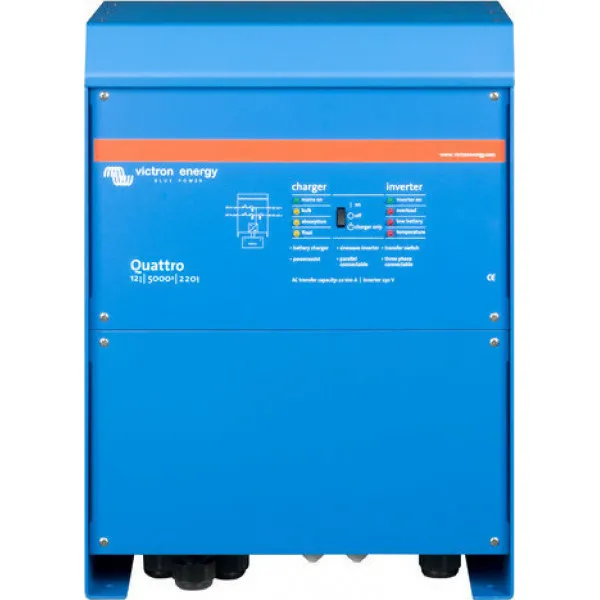 Victron Energy Quattro 12/5000/220-100/100 Inverter Καθαρού Ημιτόνου 5000W 12V Τριφασικό
